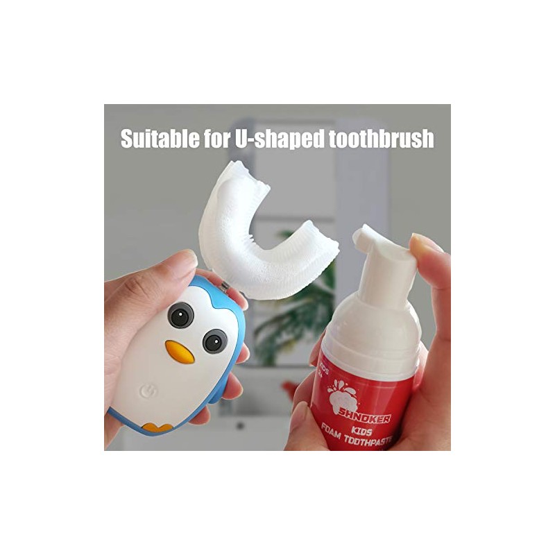 Kids Foam Toothpaste with Strawberry Flavor, Fluoride Free Natural Formula,