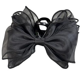 Avance Ribbon Hair Clip Black Black Hair Claw Large Bow Cute Lace Ruffle