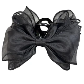 Avance Ribbon Hair Clip Black Black Hair Claw Large Bow Cute Lace Ruffle