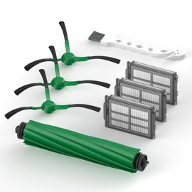 Leemone 8 Pcs Replacement Parts for iRobot Roomba Plus 505/405 Combo Robot Vacuum Cleaner, Accessories Kit with 1 Main Brush, 3 Filter, 3 Side Brush, 1 Clean Tool