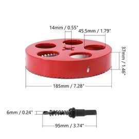 Utoolmart Bimetal 7-1/4 inch Hole Saw 185mm Professional Stainless Steel Drill Bits Cutter 25mm Cutting Depth with Triangular Handle