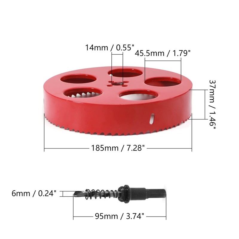 Utoolmart Bimetal 7-1/4 inch Hole Saw 185mm Professional Stainless Steel