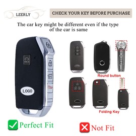 LEERLY Key Fob Cover with Anti-Lost Keychain Compatible with Kia Soul Forte Telluride K5/Seltos NIRO Sportage Sorento Optima White