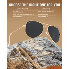 Pro Acme Classic Aviator Sunglasses for Women & Men Polarized Metal Frame UV400 Driver Sunglasses, 62 MM (Gold/Grey-Polarized)