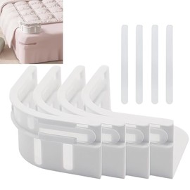 BCQTD 4 Pcs Bed Sheet Holder With Lock Strips,Heavy Duty Bed Cover Fasteners Non-Slip for Mattress Protectors,Blankets Clips,Removable Fitted Sheet Corner Holders,Bedding
