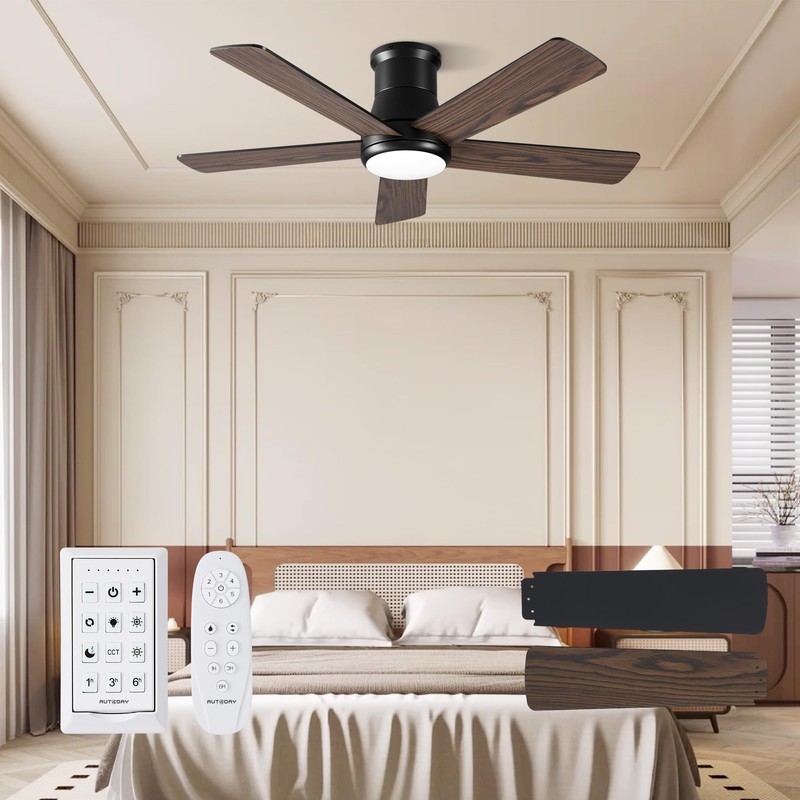 Autoday Ceiling Fans with Lights, 42 Inch Low Profile Ceiling