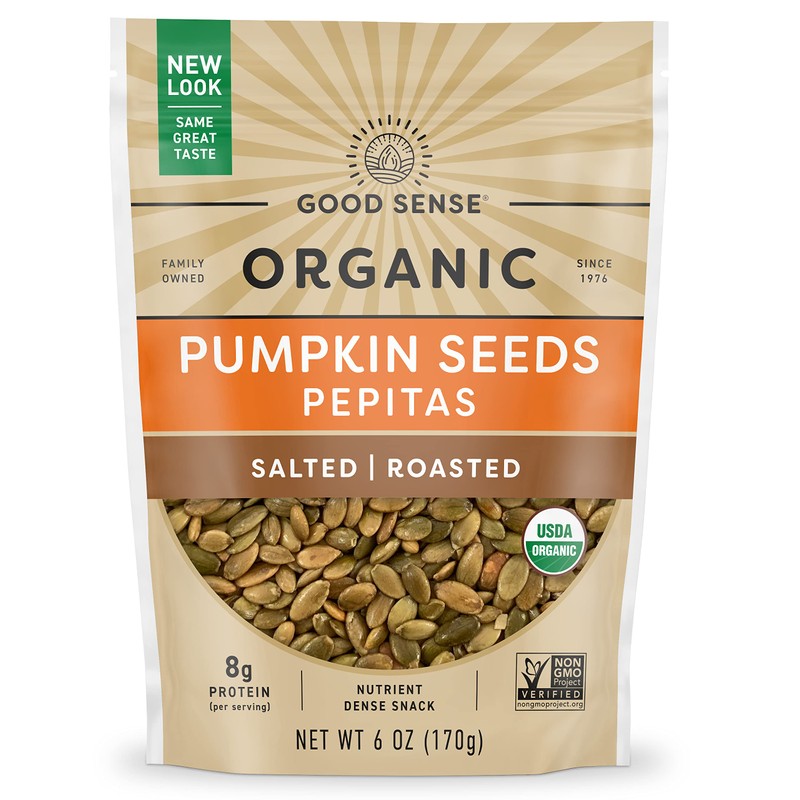 Good Sense Roasted Salted Organic Pumpkin Seeds, 6 Ounce