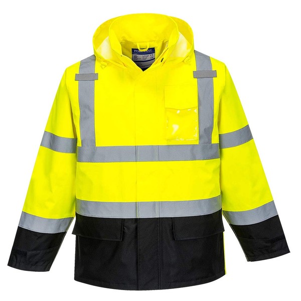 Portwest Hi-Vis Contrast Rain Jacket Viz Insulated Safety Visability Work