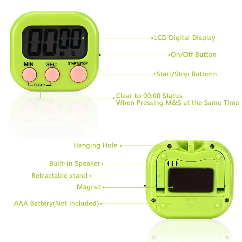 Farerkass Set of 4 Egg Timers, Digital Timer, Digital Stopwatch,