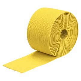 sourcing map Twill Wide Elastic Band Double-Side 75mm(3 inch) Flat 4 Yard Woven Elastic Band Knit Elastic Spool Heavy Stretch Strap Yellow for Sewing, Waistband