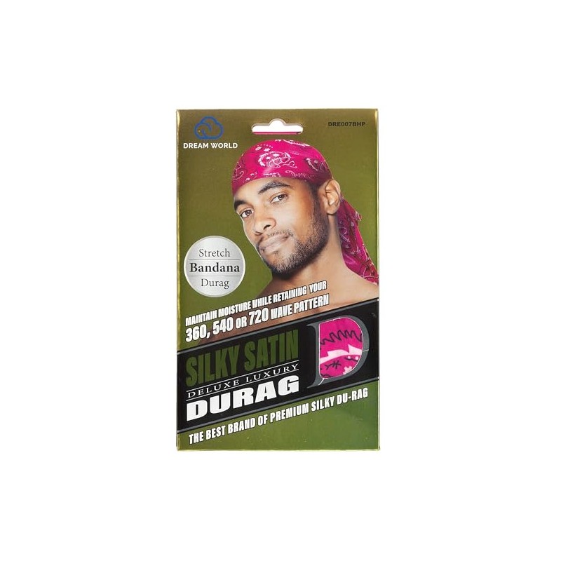Dream World Silky Satin Durag Bandana Hot Pink