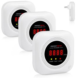 Carbon Monoxide Detectors Plug-in – 3 Pack Portable CO Alarm with Digital LCD Display, AC Wall Socket, Portable Carbon Monoxide Detector for Home, RV, Hotel Room – Protectmeter