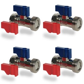 Aumix 15mm x ¾ inch Straight Washing Machine/Dishwasher Isolation Valve with Built in Non-Return Check Valve x4