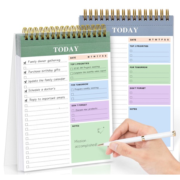 NOTEZMATE To Do List Notepad,2 Pack Tearable Daily Planner Notepad,320