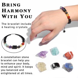 GolbalJew Scorpio Crystals Gift Set, Zodiac Signs Healing Crystals Birthstones with Horoscope Box Set Scorpio Astrology Crystal Bracelet Healing Stones Gifts