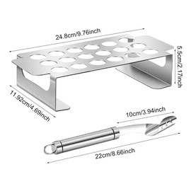 Jalapeno Grill Rack with Corer Tool Jalapeno Popper Holder 18 Holes Stainless Steel Drumstick Chicken Wings Roaster Popper Griller& Cooker for BBQ Smoker and Oven (Color:Silver)