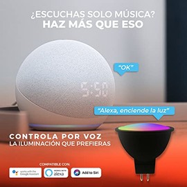 Tecnolite Connect - Foco MR16 Inteligente, Luz RGB  Blanca, Atenuable, Compatible con Alexa, Google Assistant, Atajos de Siri y App móvil,...         