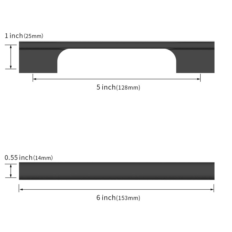 Asidrama 10 Pack 5 Inch(128mm) Matte Black Cabinet Pulls Kitchen