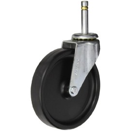 Shepherd Regent Series 5" Diameter Polyolefin Wheel Swivel Caster, 7/16" Diameter x 2" Length Brass Band Grip Ring Stem, 150 lbs Capacity, Zinc Finish