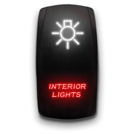 Interior Lights - White/Red - Laser Etched Toggle Switch 20A 12V - Vertical Rocker Switch 5-Pin DPST