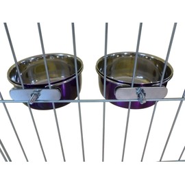 Ellie-Bo Pair of Dog Bowls For Crates, Cages or Pens and 3 Sizes (0.6Ltr Small, Purple)
