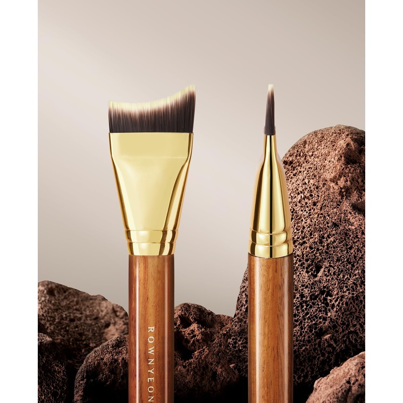 ROWNYEON CM193 Foundation Brush, Extra Fine, Fishtail Shape, Makeup Brush,