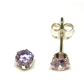 Arranview Jewellery Sterling Silver 4 mm CZ Stud Earrings Lavender Coloured
