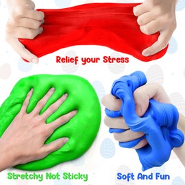 SURCVIO 18 Pack Easter Basket Stuffers Slime Easter Egg Fillers, Butter Slime Kit Easter Eggs Toys for Kids Fidget Stress Relief Toys Non-Sticky Slime for Boys and Girls Classroom Gift Party Favors