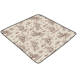 Selerdon Baby Play Mat Western Cowboy Horse 50" X 50" Play Gym Crawling Mat Soft Non-Slip Portable Picnic Floor Mat for Infant, Babies, Toddler, Kids