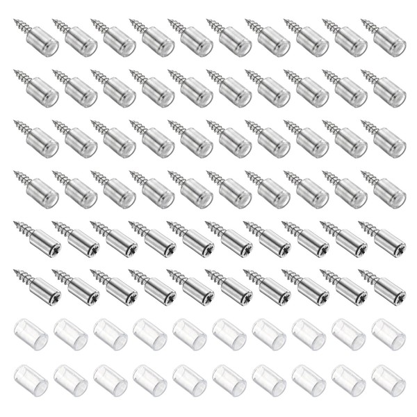 uxcell 60Pcs Screw Shelf Support Pegs, Metal Shelf Pins Self-Tapping