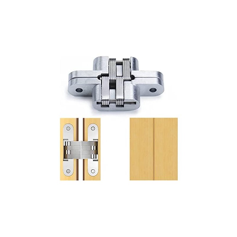 (1 Pair) Hidden Door Hinge, Stainless Steel, Hidden Barrel Wooden