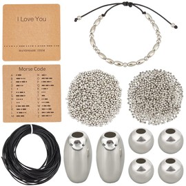 SUNNYCLUE Bead Bracelet Making Kit with Morse Code Beads Morse Code Silver Ccb Plastic Barrel Round Spacer Ti Amo Card Display Kit Waxed Cable for Creazi