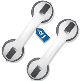 Shower Handle 2 Pack 12 inch Grab Bars, Bathroom, Bathtubs, Bath Safety Grab Bar with Strong Hold Suction Cup for Elderly, Handicap, Seniors for Wall Handle,Gray