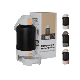 Large 50oz Water Bottle for Humans & Dogs - Dual-Use Plastic Dog Water Bottle Portable with Detachable Bowl, Leak-Proof Design for Outdoor Hiking Travel (White)