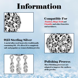 Tedit 925 Sterling Silver Charms for Bracelets and Necklaces Dream Catcher Dangle Pendants Beads Charms DIY Jewelry for Women