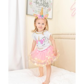 Luke and Lulu Unicorn Birthday Outfit for Girls – 2nd Birthday Outfit with Shirt Tutu and Headband - Baby Unicorn Dress