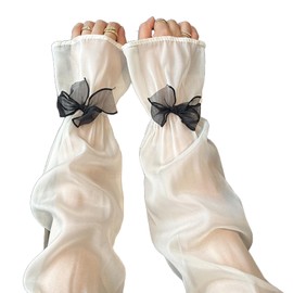 [BLOOPIC] Arm Cover for Women, UV Protection, Arm Sleeve for Dress, Lightweight Design, For Camping, Cycling, Summer Sunscreen Protection, Outdoor Sports, white (milk white), Free size