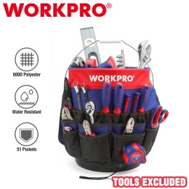 WORKPRO 5 Gallon Bucket Organizer Tote Bag 51 Storage Pocket Garden Tool Holder