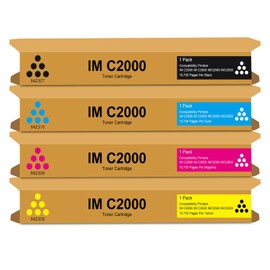 Vylent IM C2000 C2500 Toner Cartridges 842307 842310 842309 842308 IMC2000 IMC2500 Toner Replacement for Ricoh Savin Lanier IM C2000 C2500 Printer Ink 4-Pack (Black Cyan Magenta Yellow)