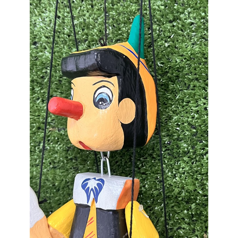 Wooden Pinocchio with Rope 25 cm Handmade in Indonesia