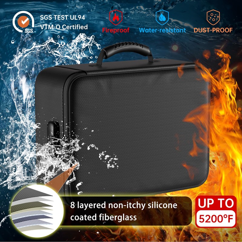 DocSafe 5200°F Document Organizer with Lock,Upgraded Heat Insulated Fireproof＆Waterproof Box