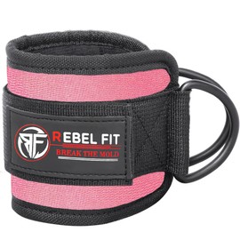 Elyzor Pink Ankle Strap for Cable Machines – Padded Neoprene Ankle Cuff Attachment for Glute Kickbacks, Leg Extensions, Hip Abductors & Booty Workouts, Adjustable Double D-Ring Design (Single)