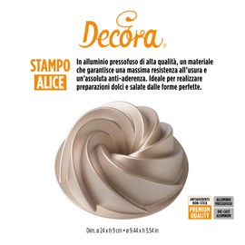 Decora 0080111 Alice Non-Stick Mould Diameter 24 x 9 H cm, Die-Cast Aluminium, for Making Sweet and Savoury Preparations