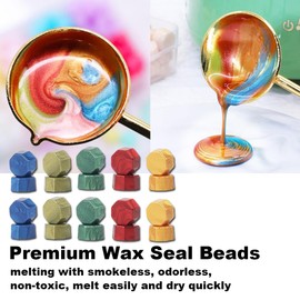VSECUON Metallic 48 Color Wax Seal Beads for Wax Stamp Seals,Assorted Sealing Beads Ideal for Envelopes, Letters, Wedding Invitations & Wine Bottles -Style K