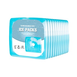 SAVEX Reusable Slim Ice Pack With Lightweight & Non Toxic Material Freezer Cold Packs For Cold & Fresh Food Coolers, Camping, Lunch Boxes | Ice Packs For Coolers | Ice Pack | Freezer Blocks (12)