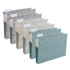 Y YOMA 6 Pack Extra Capacity Hanging File Folders Letter Size Accordion Decorative Reinforced File Folder Cute Expandable Folder for Office Home with 1/5-Cut Adjustable Tabs, Printing Cloth Pattern