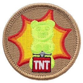 Exploding Gummy Bear Patrol Patch - 2" Diameter Round Embroidered Patch (Iron-on)