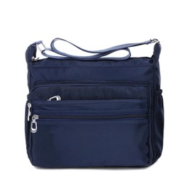 NOTAG Crossbody Bags for Women, Multi-Pocket Casual Messenger Bag Waterproof Nylon Shoulder Bag, 2 Size (S, blue)