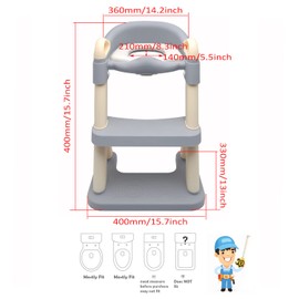 XKMT- Grey Toddler Potty Training Seat Ladder Wider Step Toilet Chair Infant Kid Bathroom Trainer
