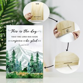 Christian Desk Sign, Psalm 118:24 Bible Verses Wall Decor - This Is The Day That The Lord Has Made, Religious Gifts For Women, Scripture Gifts For Baptism, Wooden Plaque Decor for Home Office -28
